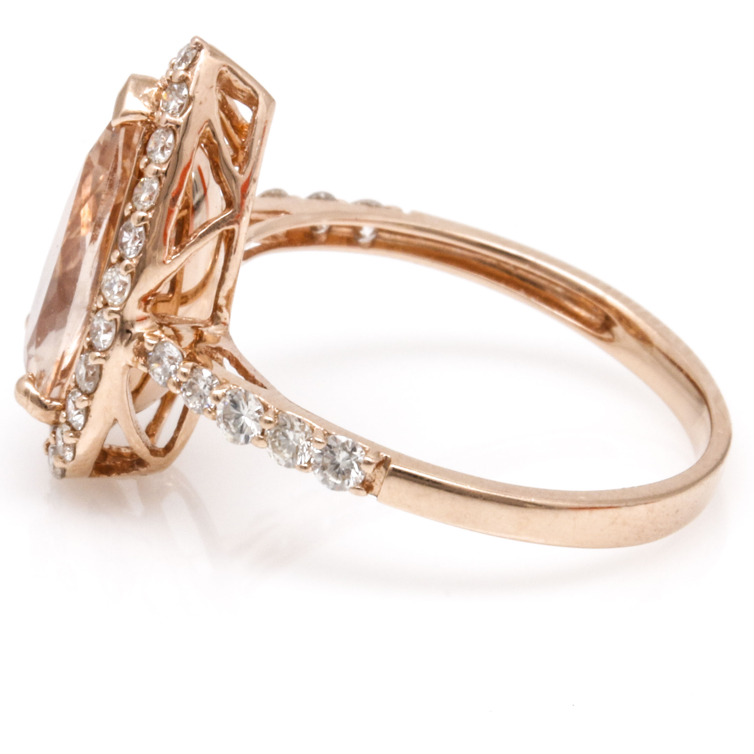 14K Rose Gold Morganite and Diamond Ring