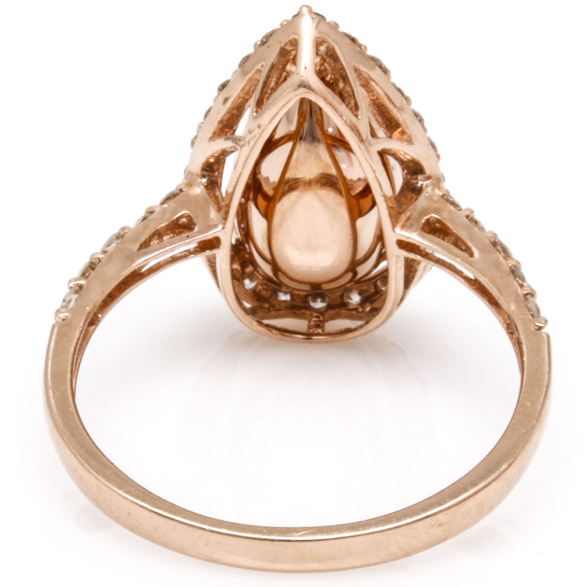 14K Rose Gold Morganite and Diamond Ring