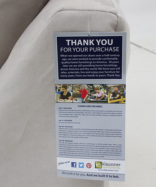 Klaussner Armless Chair