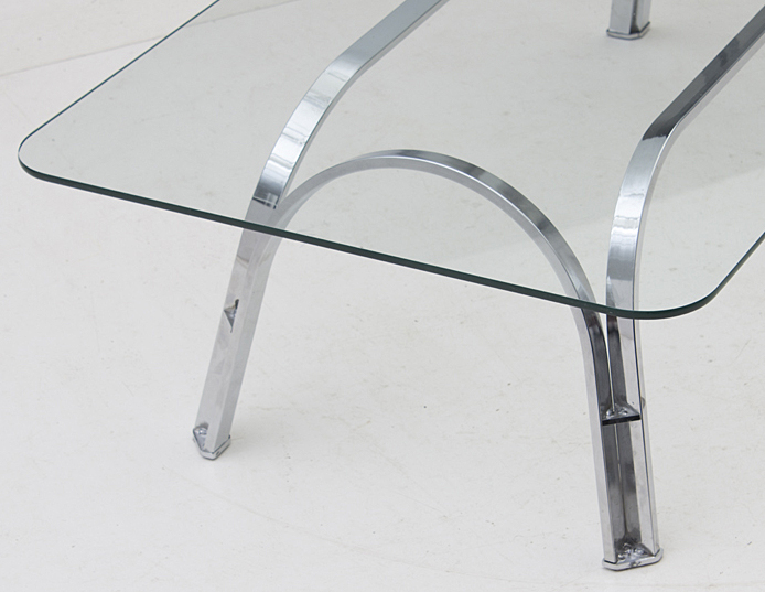 Roger Sprunger Style Chrome and Glass Coffee Table