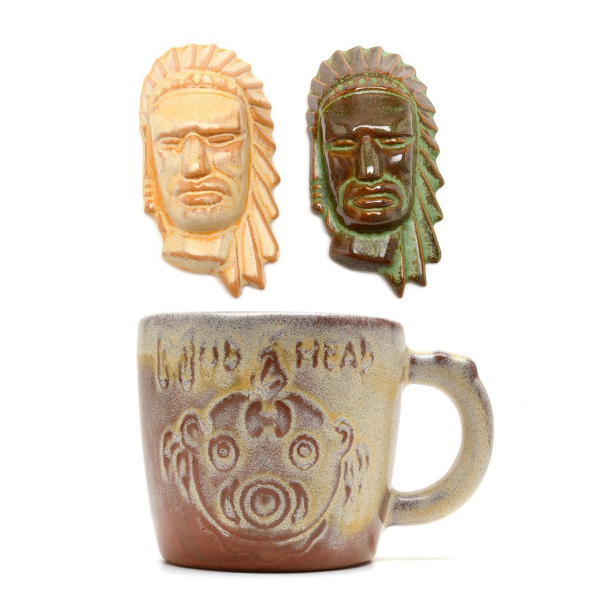 Frankoma Pottery "Indian Head" Plaques and Mudhead Mug