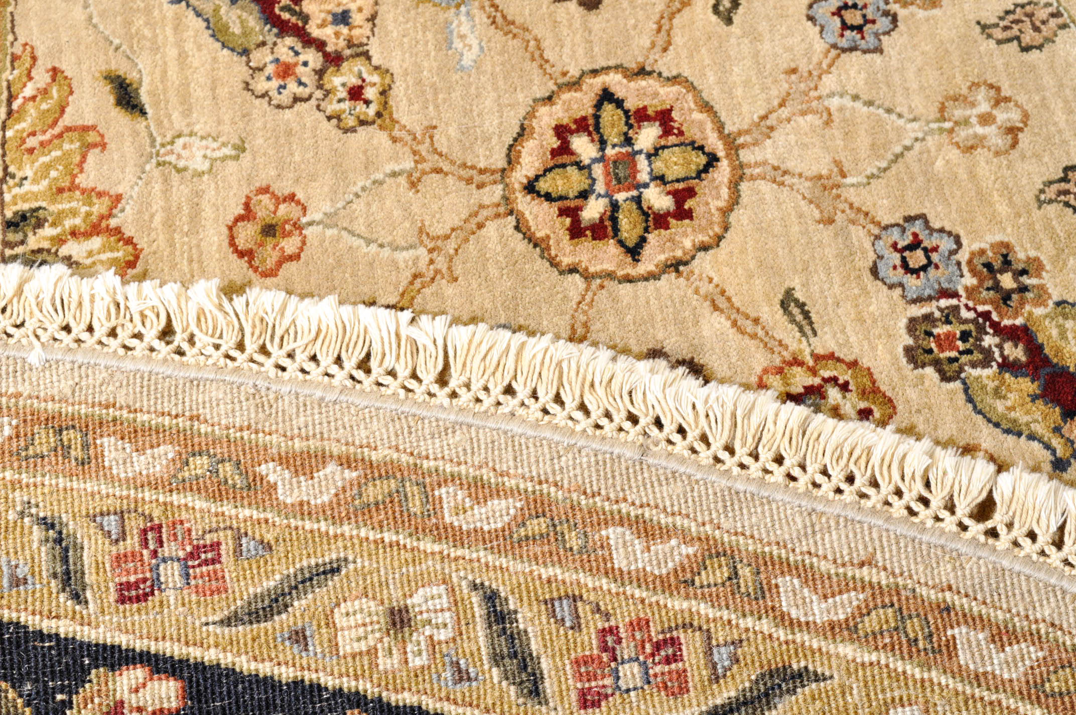 Round Ornate Hand-Knotted Area Rug