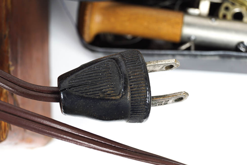 Vintage Necchi Sewing Machine with Case and Supplies