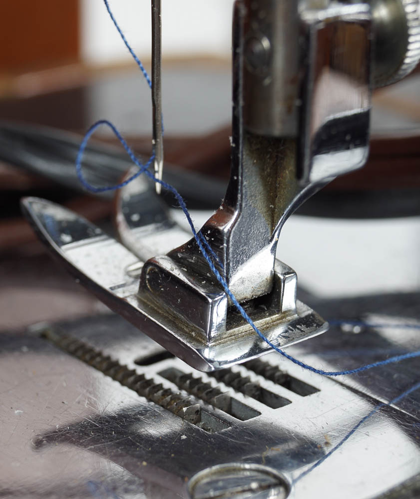 Vintage Necchi Sewing Machine with Case and Supplies