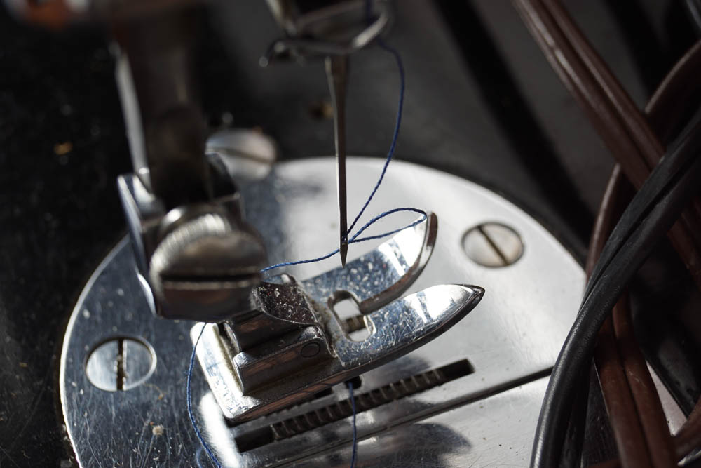 Vintage Necchi Sewing Machine with Case and Supplies