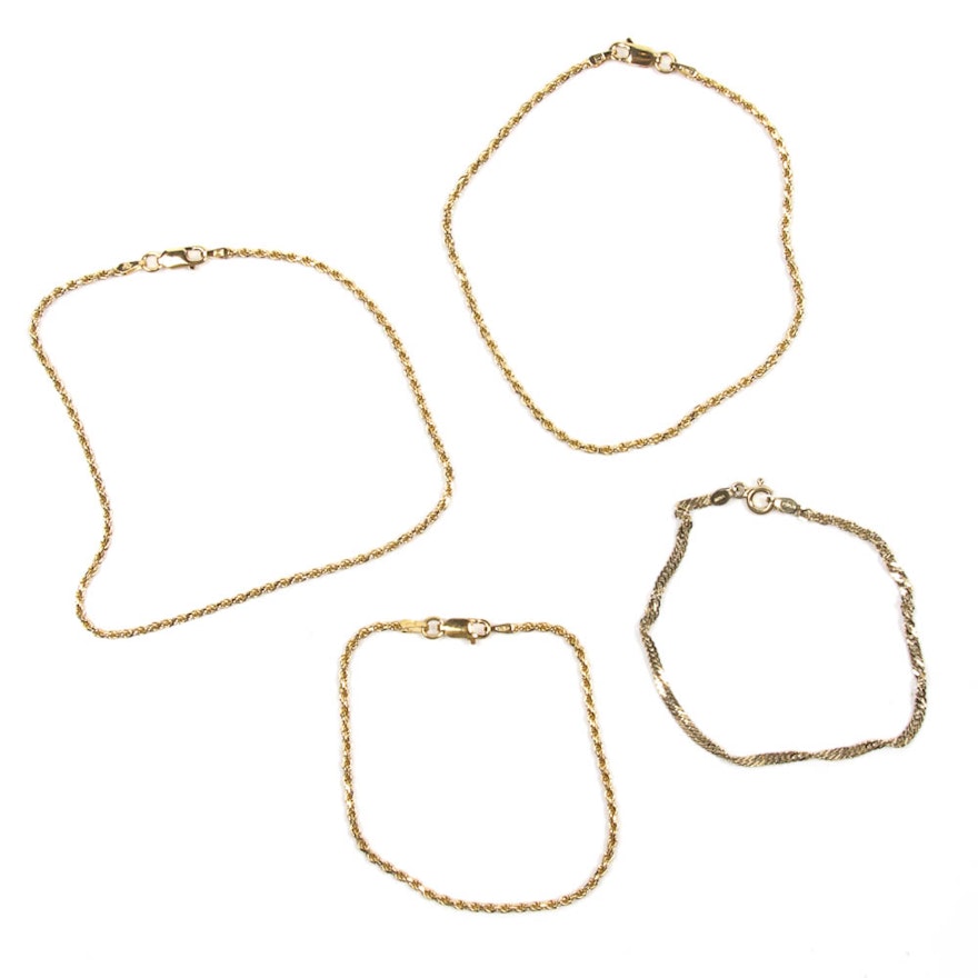 Four Gold-Plated Silver Bracelets