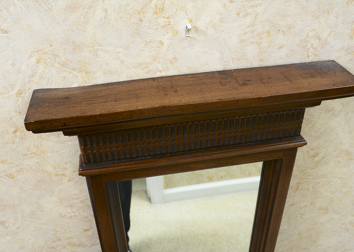 Wooden Hall Cabinet and Wall Mirror