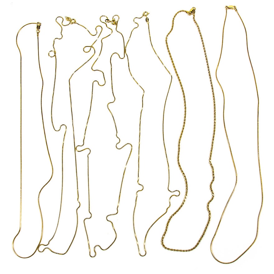 Collection of 14K Yellow Gold Plated Sterling Silver Necklaces