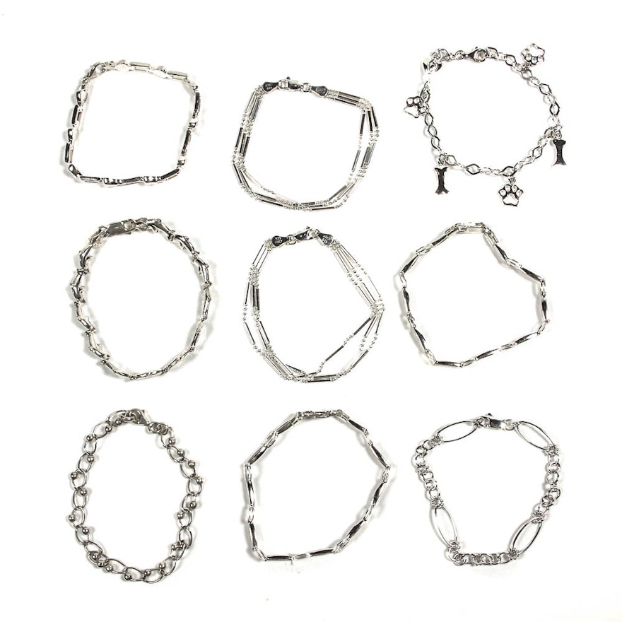 Collection Of Silver Bracelets
