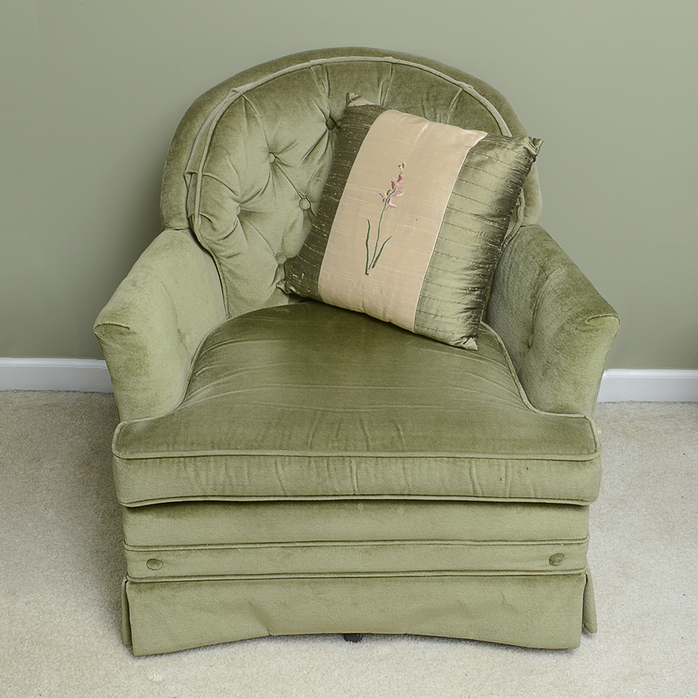 Vintage Norwalk Upholstered Swivel Rocker Armchair