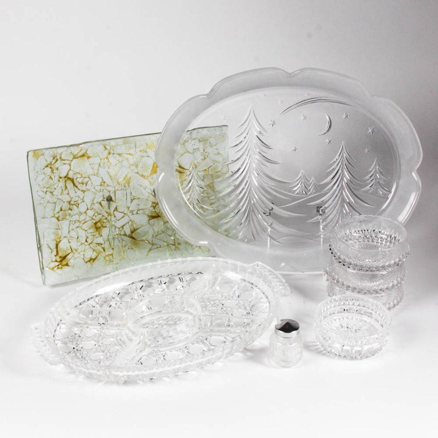 Collection of Glass Platters and Other Tableware