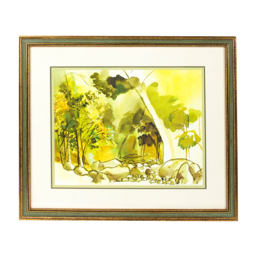 Framed Watercolor Painting of Tassahara
