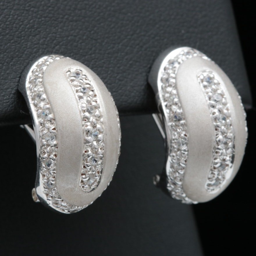 Sterling Silver and White Zircon Earrings