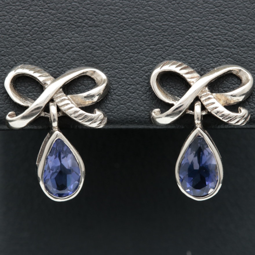 Sterling Silver and Iolite Dangle Earrings