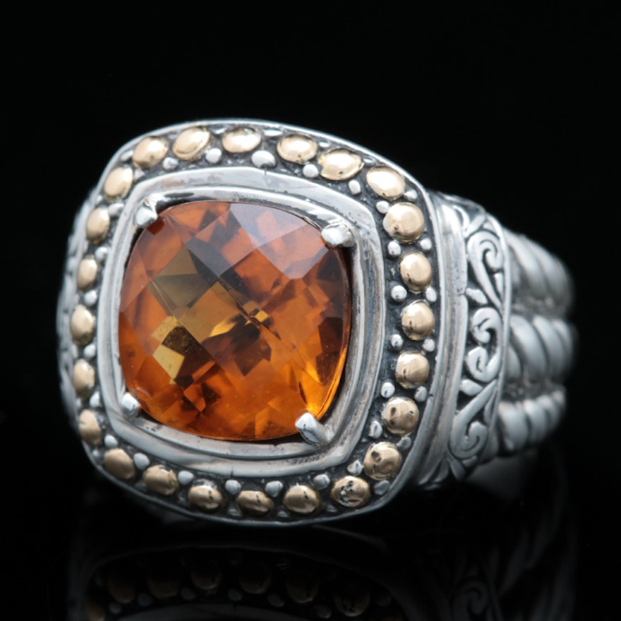 Robert Manse Sterling Silver, 18K Gold and Citrine Ring