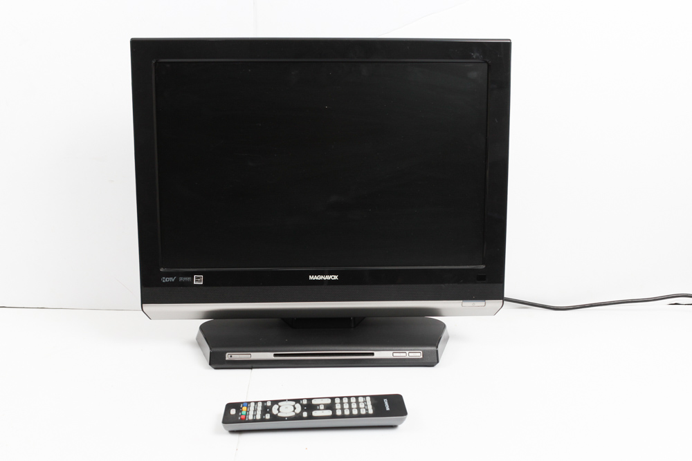 Magnavox Flat Screen Television/DVD Player and DVD Collection