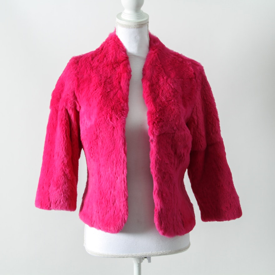 Hot Pink Sheri Bodell Rabbit Fur Jacket