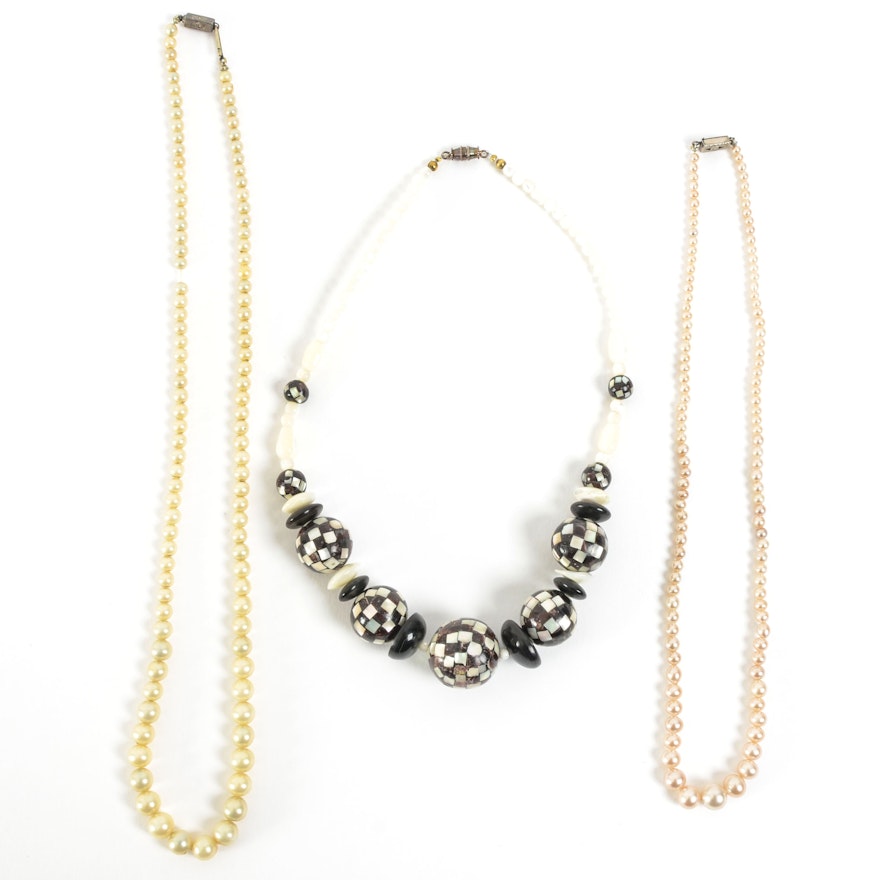 Group of Faux Pearl Necklaces