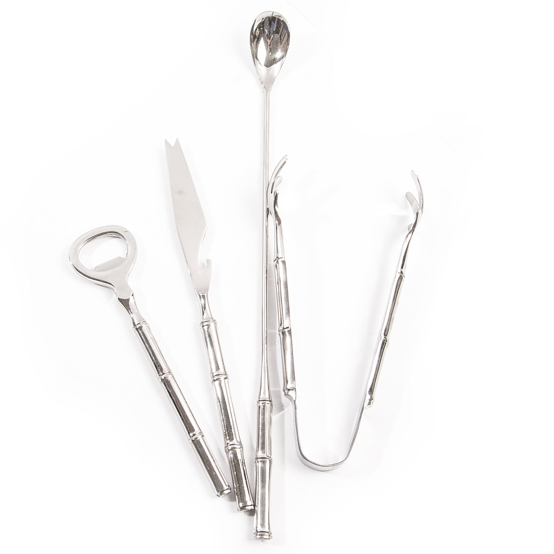 Silver-Plated Bamboo Motif Bar Tools
