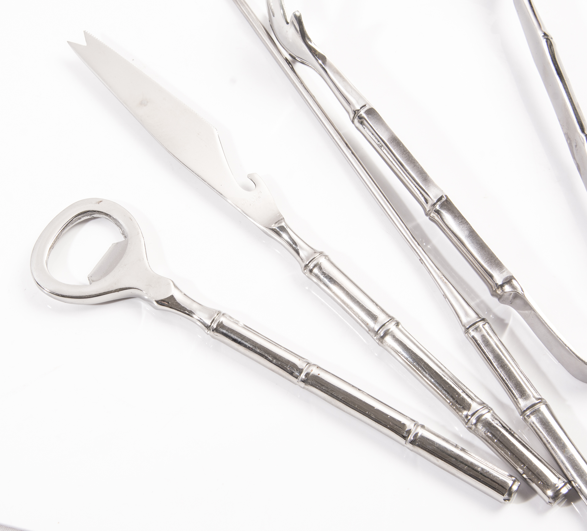 Silver-Plated Bamboo Motif Bar Tools