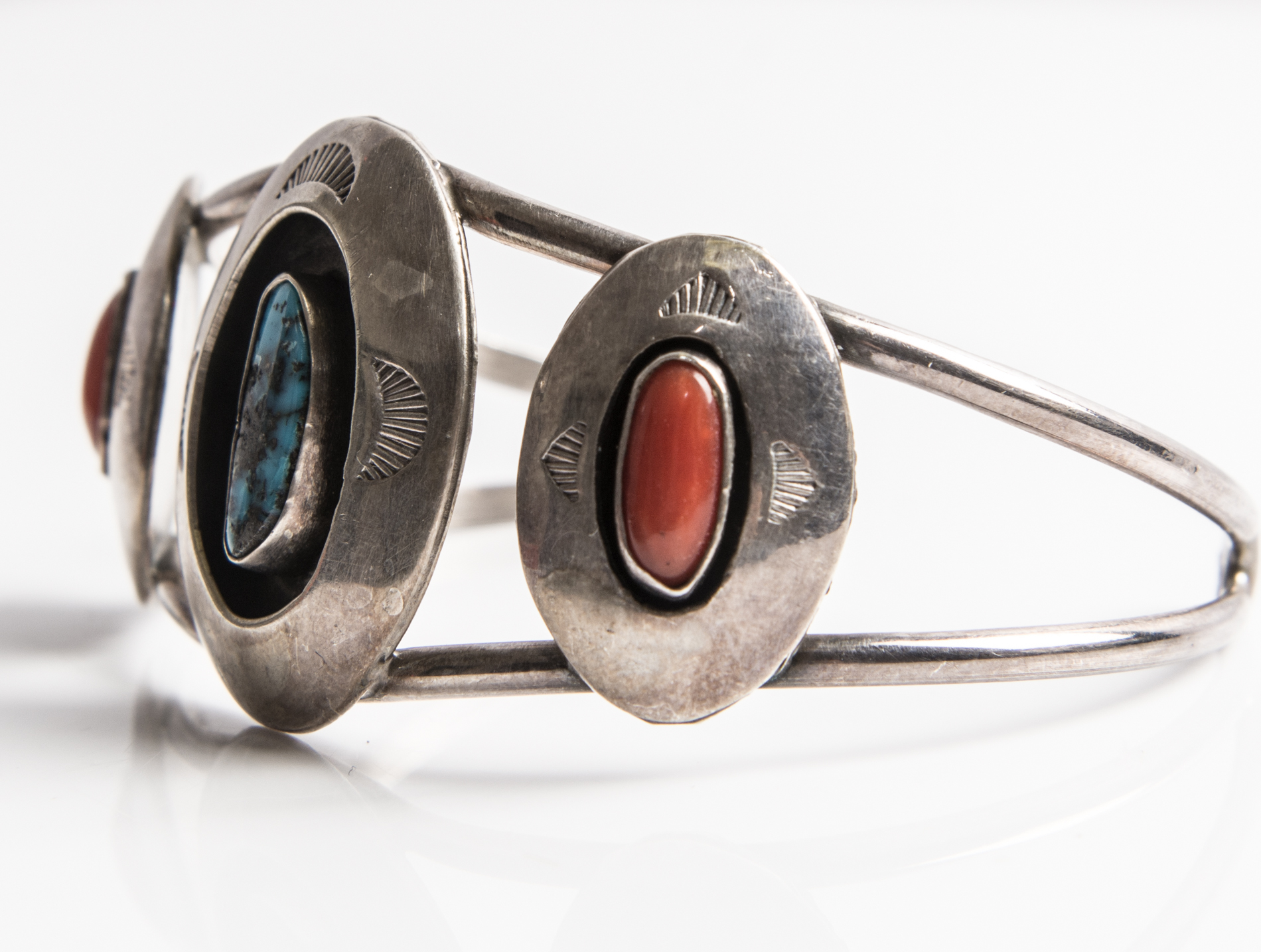 Sterling Silver Turquoise and Spiny Oyster Shell Cuff Bracelet