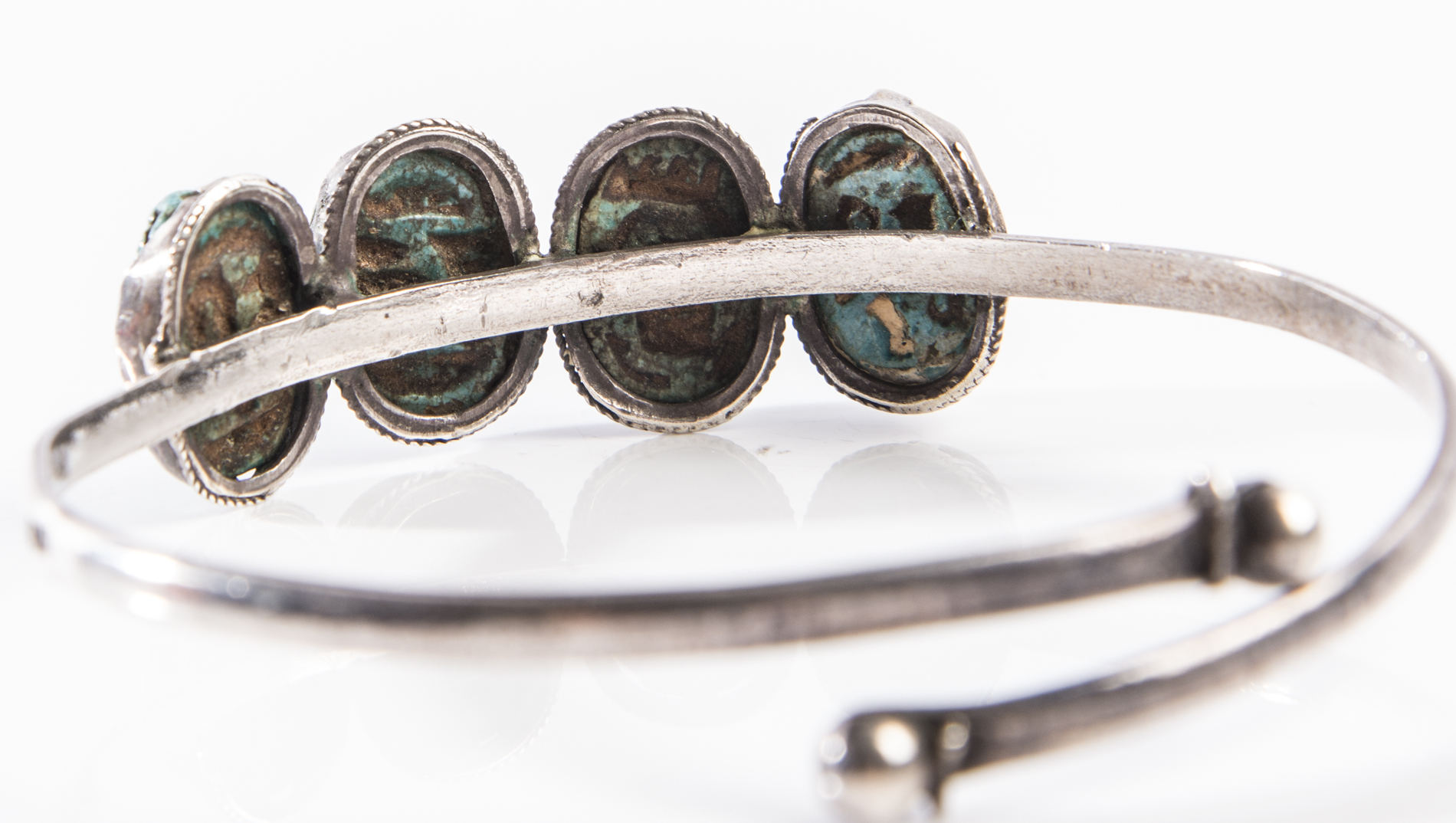 Sterling Silver and Turquoise Scarab Bangle Bracelet