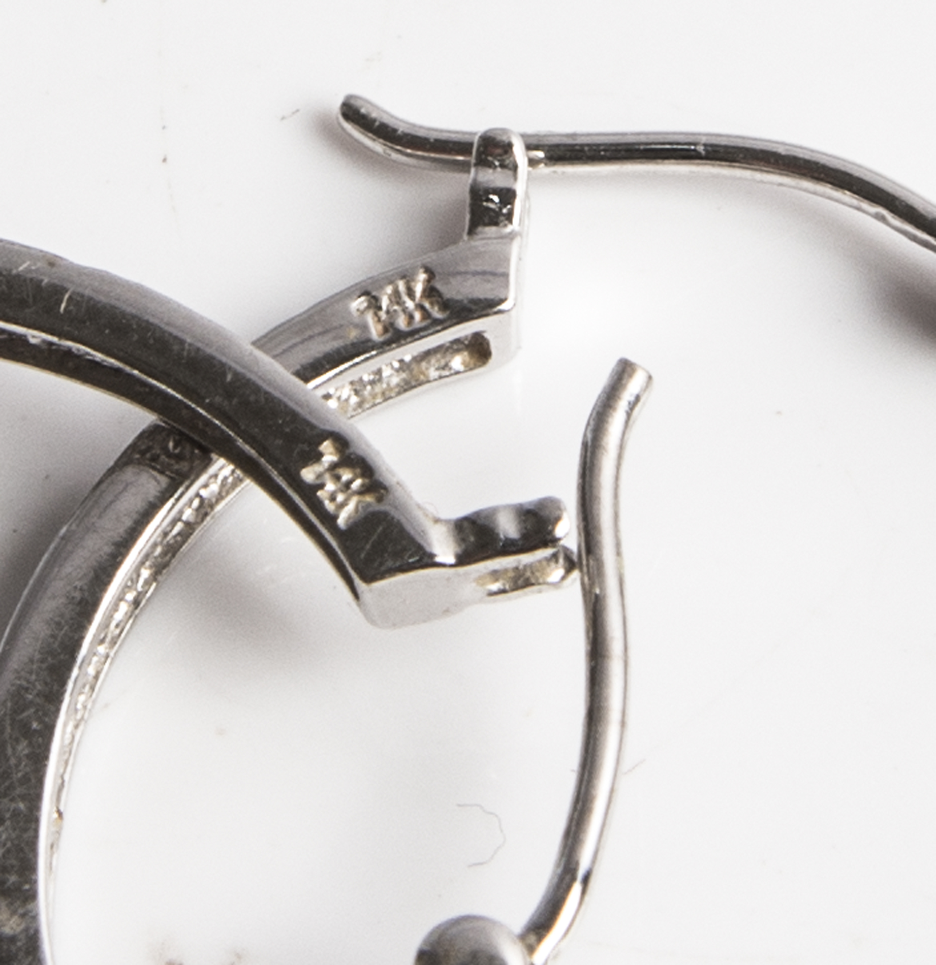 14K White Gold Diamond Hoop Earrings