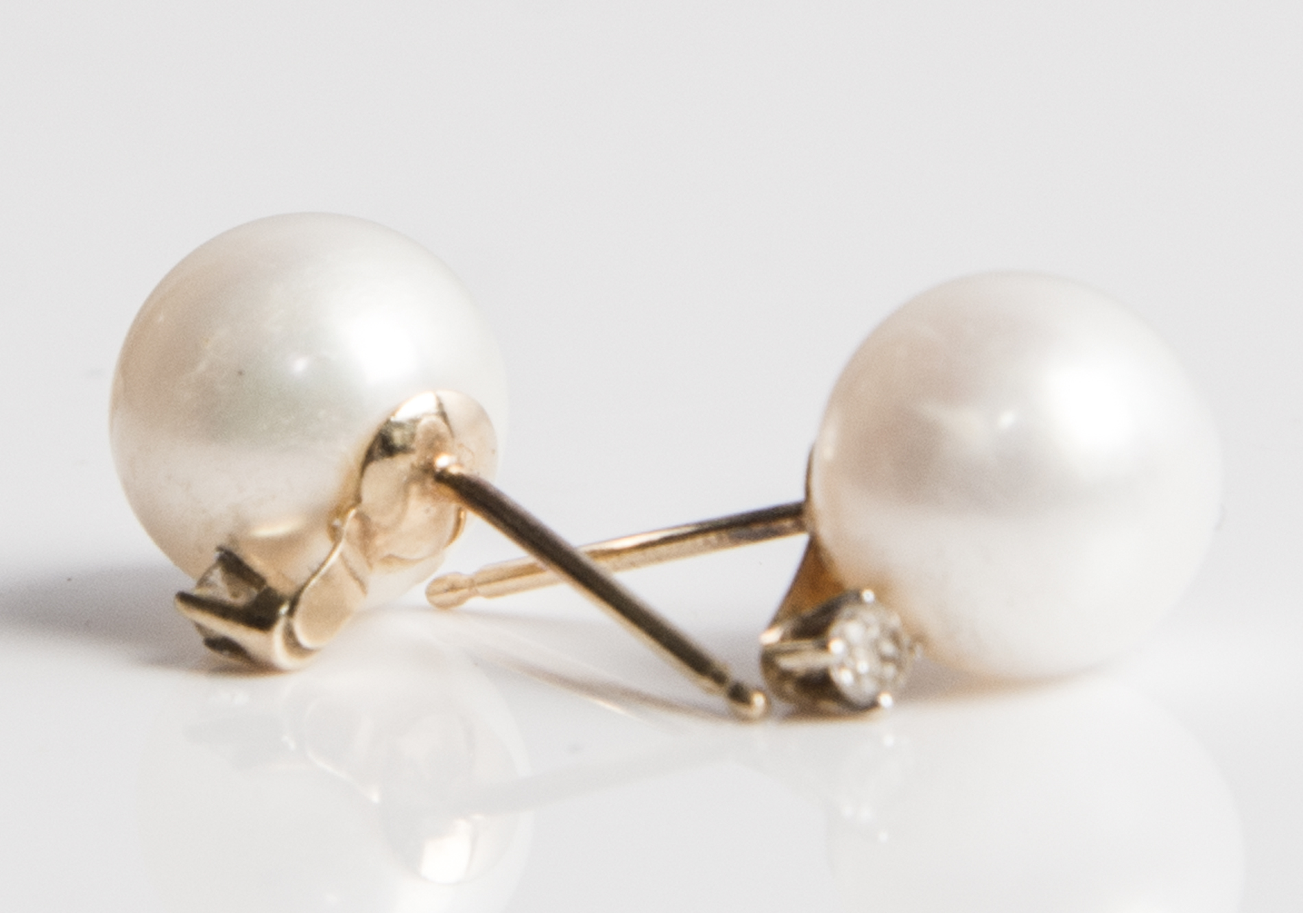 14K Yellow Gold Cultured Pearl and Diamond Earrings