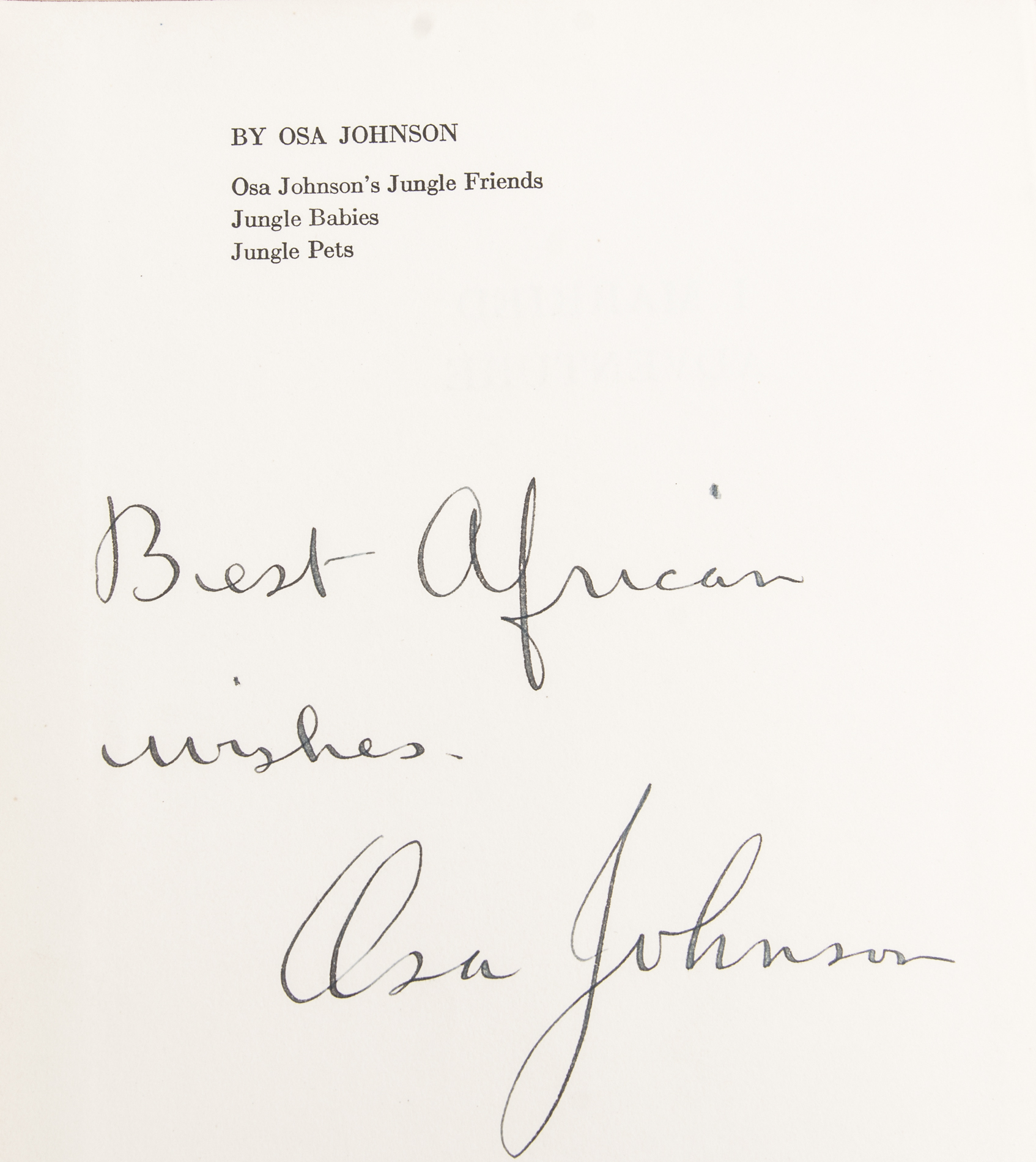 Osa Johnson "I Married Adventure" Signed First Edition, Fifth Impression Book