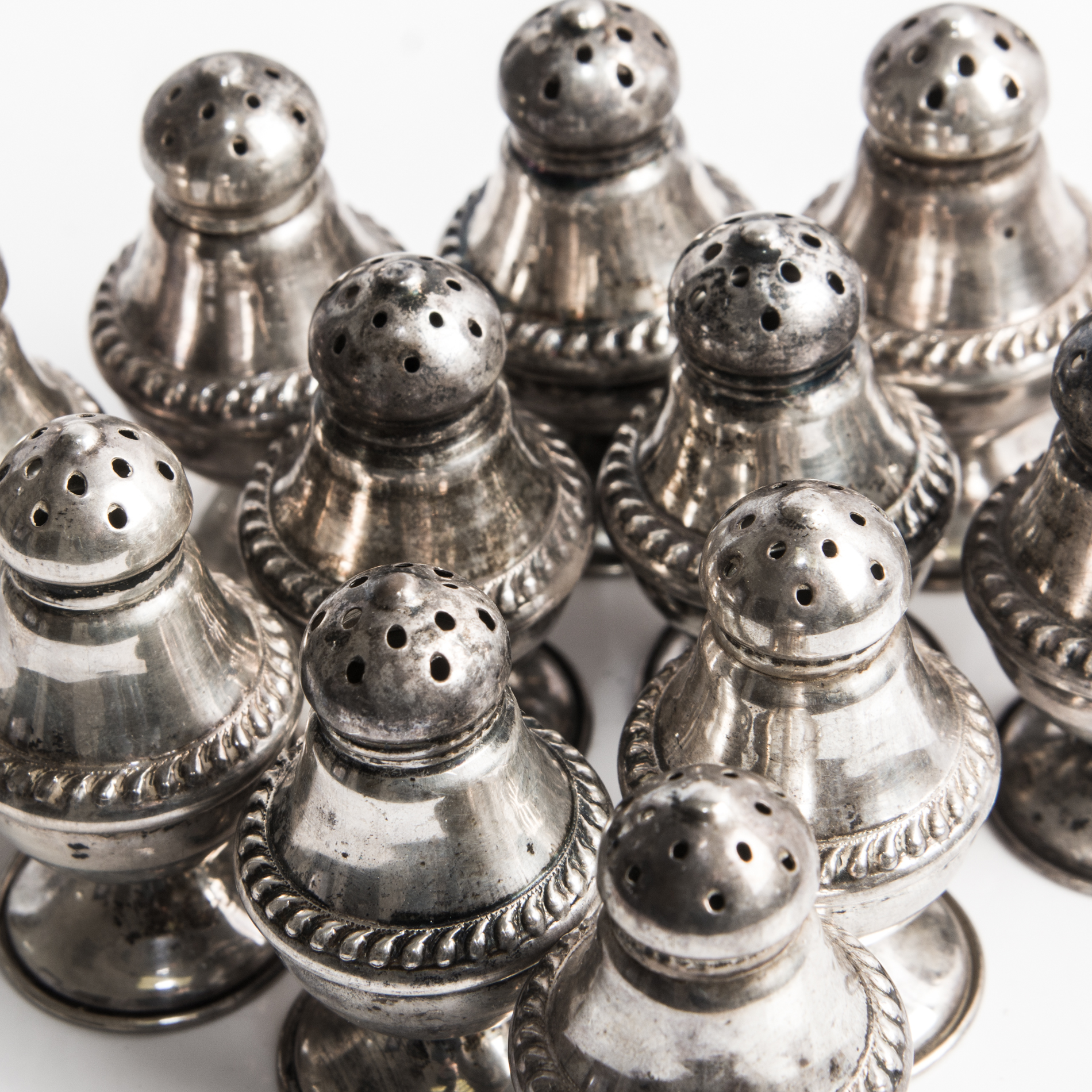National Silver Company Sterling Silver Individual Salt and Pepper Shakers