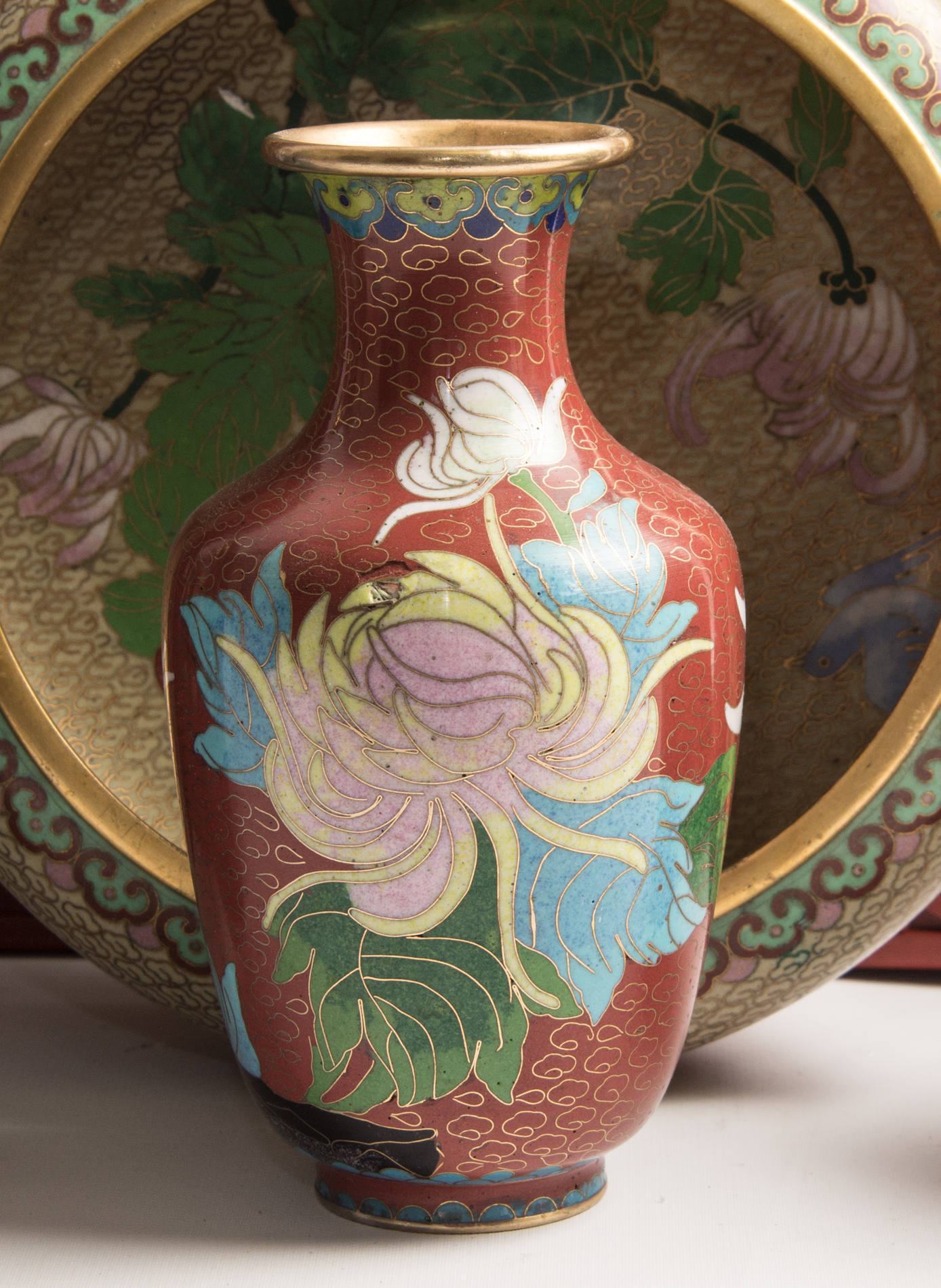 Cloisonné Decor in Cinnabar Style Case