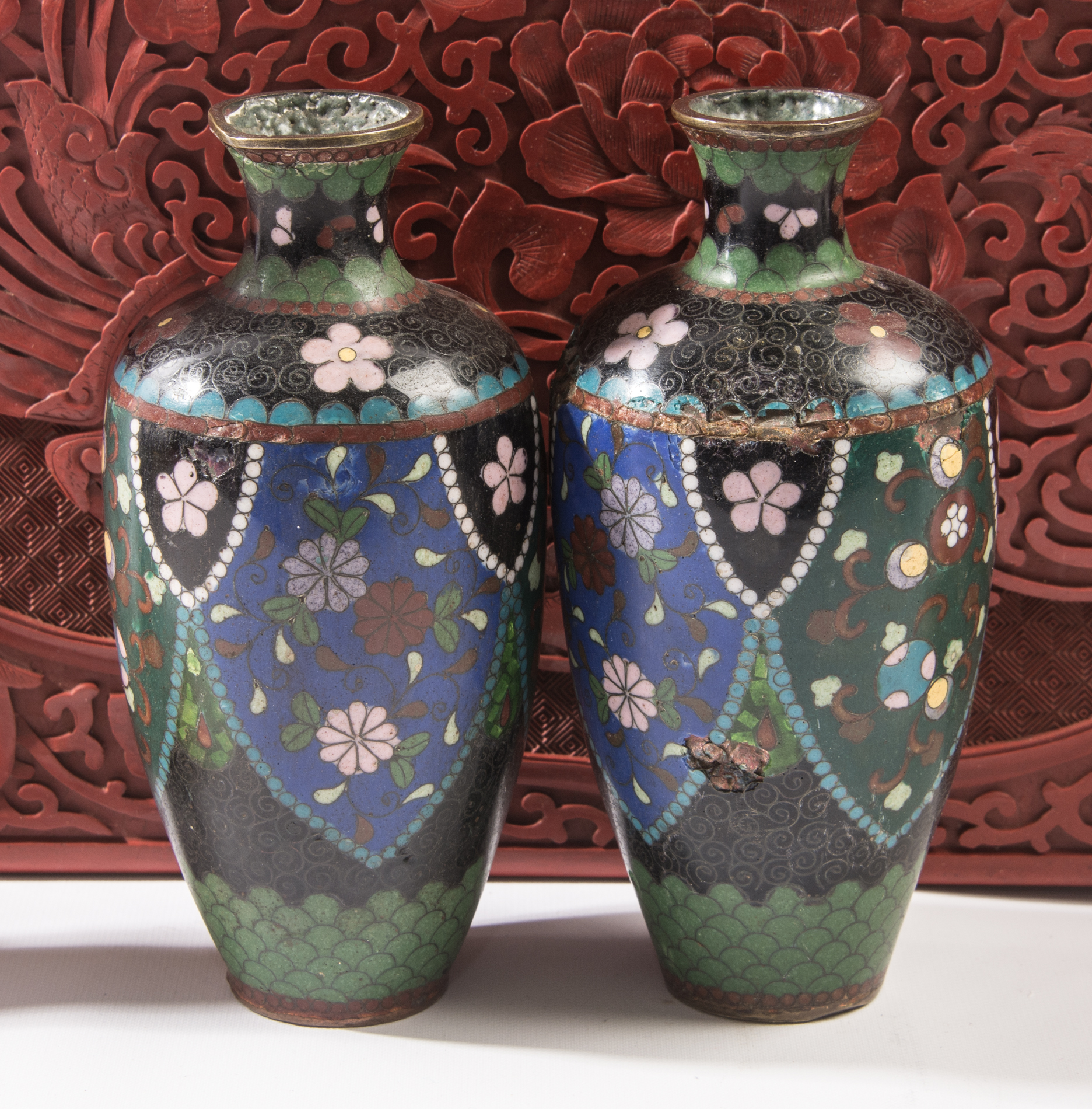 Cloisonné Decor in Cinnabar Style Case