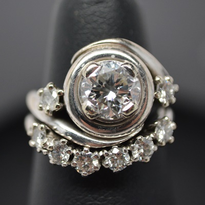 14K White Gold 3.19 CTW Diamond Wedding Ring Set