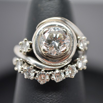 14K White Gold 3.19 CTW Diamond Wedding Ring Set