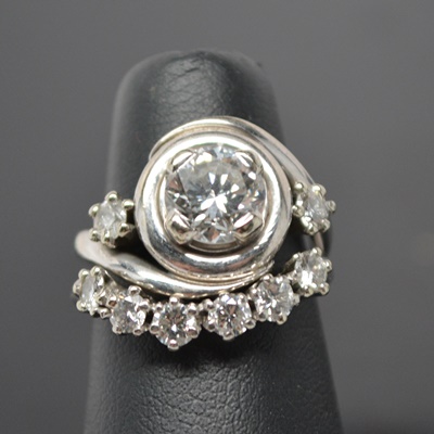 14K White Gold 3.19 CTW Diamond Wedding Ring Set