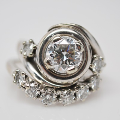 14K White Gold 3.19 CTW Diamond Wedding Ring Set