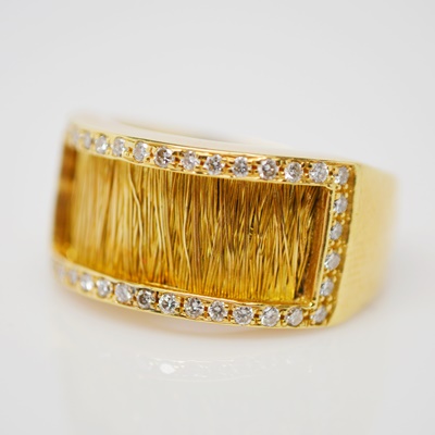 18K Yellow Gold Wire and Diamond Ring