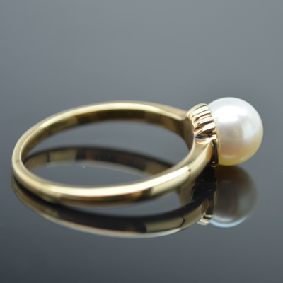Vintage 14K Yellow Gold Cultured Pearl Ring