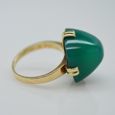 10K Yellow Gold Domed Square Chalcedony Ring