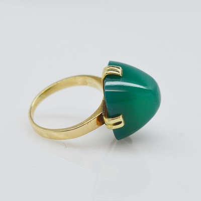 10K Yellow Gold Domed Square Chalcedony Ring