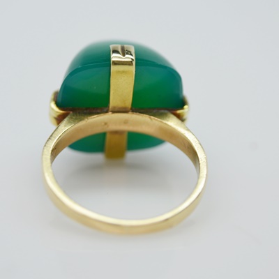 10K Yellow Gold Domed Square Chalcedony Ring