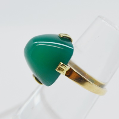10K Yellow Gold Domed Square Chalcedony Ring