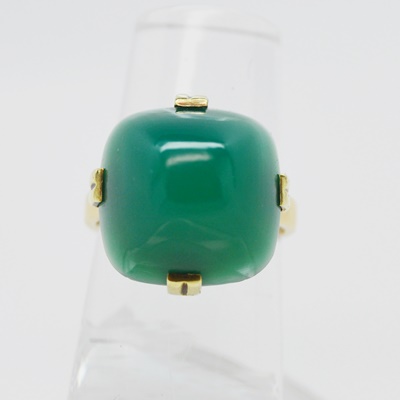 10K Yellow Gold Domed Square Chalcedony Ring