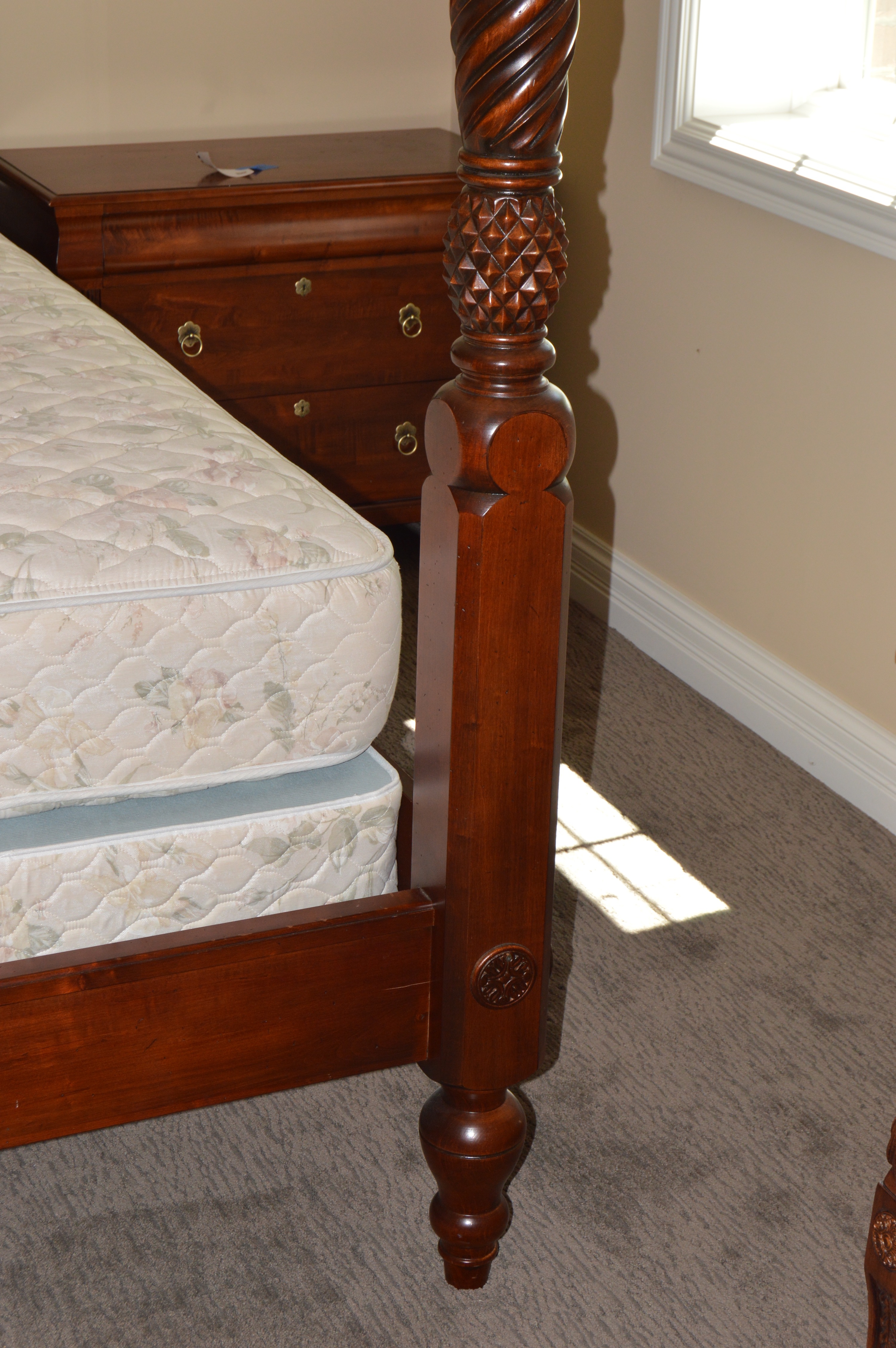 "Montego" King Size Canopy Bed Frame and Mattress by Ethan Allen