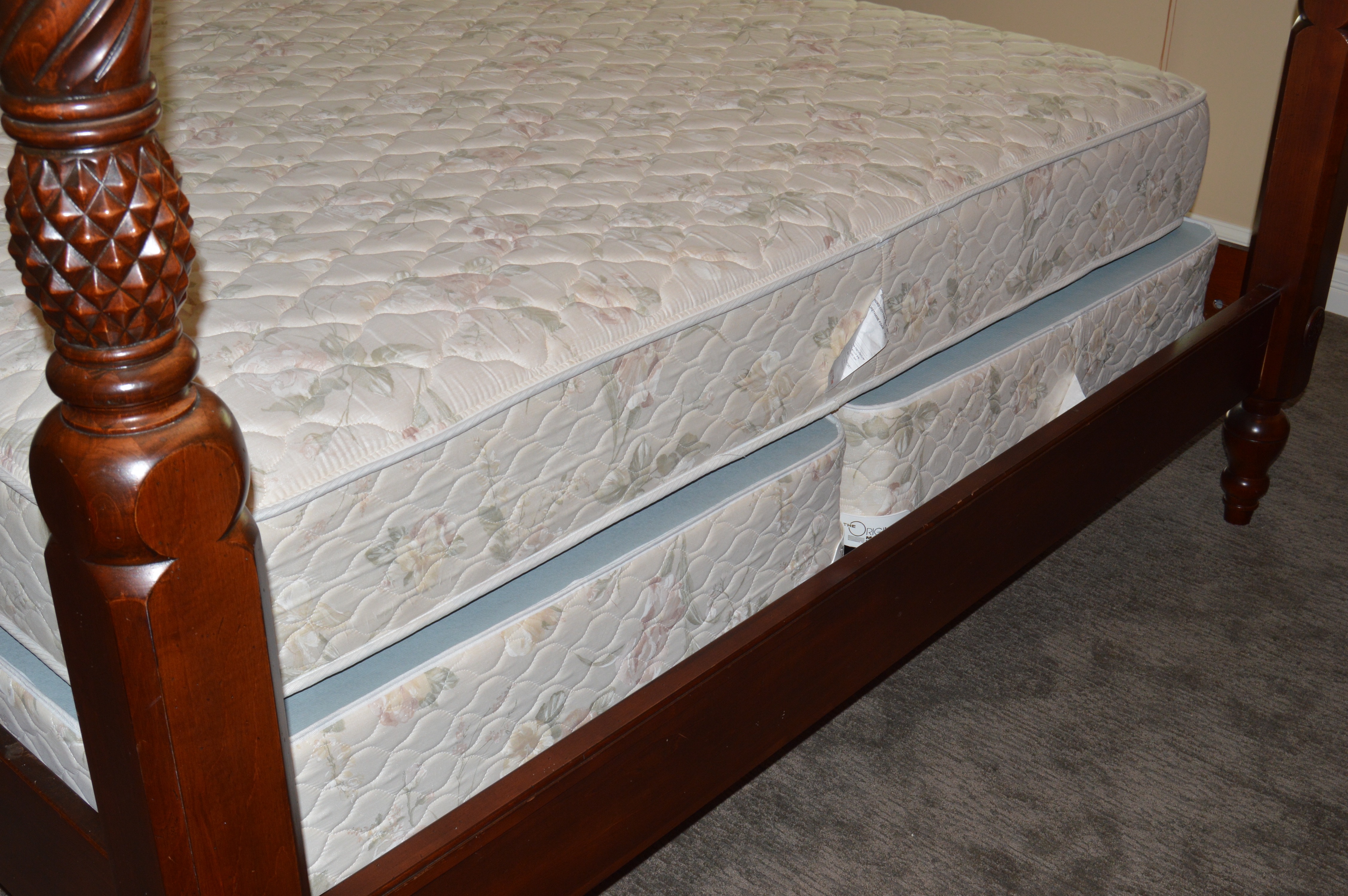 "Montego" King Size Canopy Bed Frame and Mattress by Ethan Allen