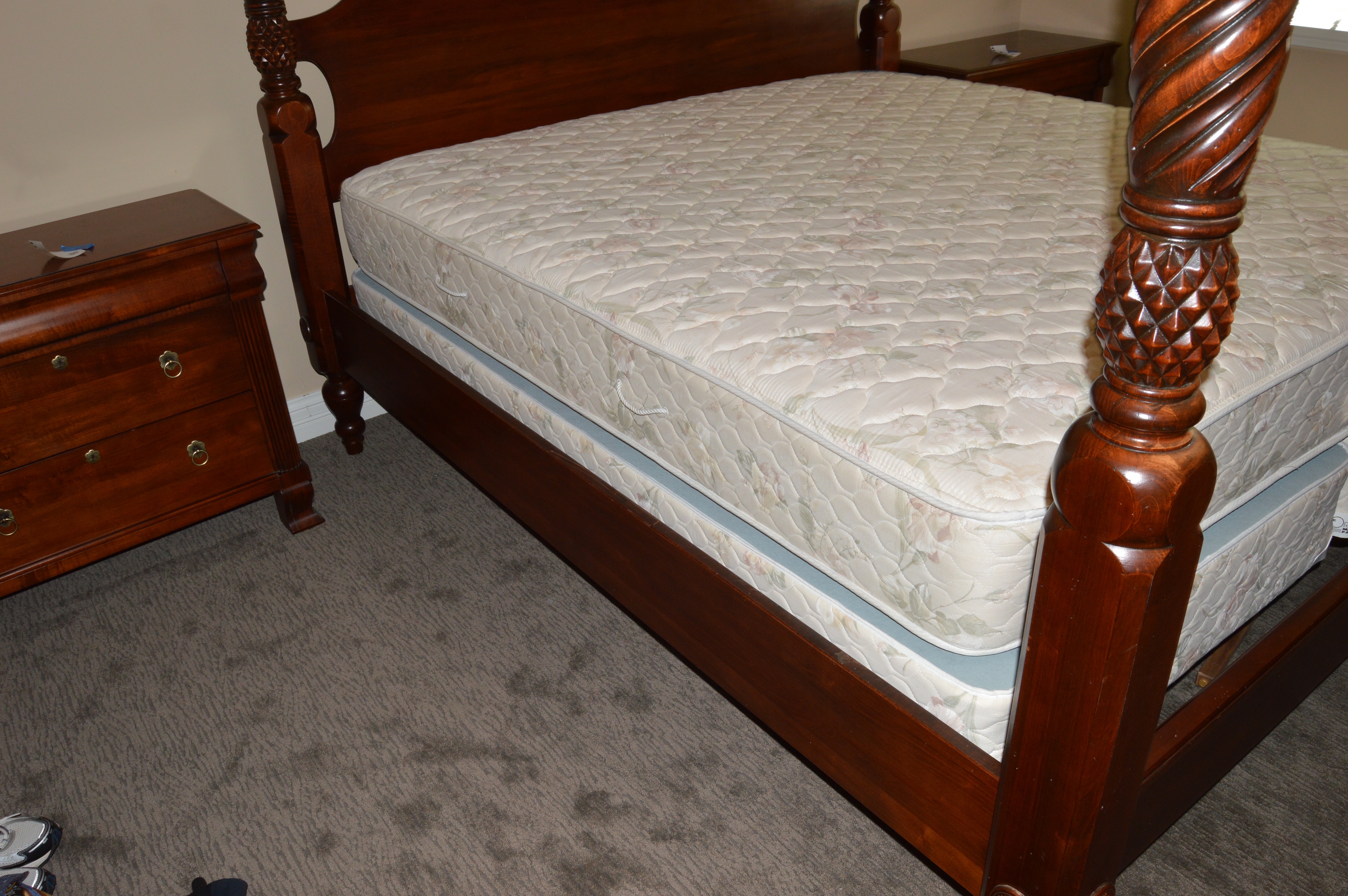 "Montego" King Size Canopy Bed Frame and Mattress by Ethan Allen