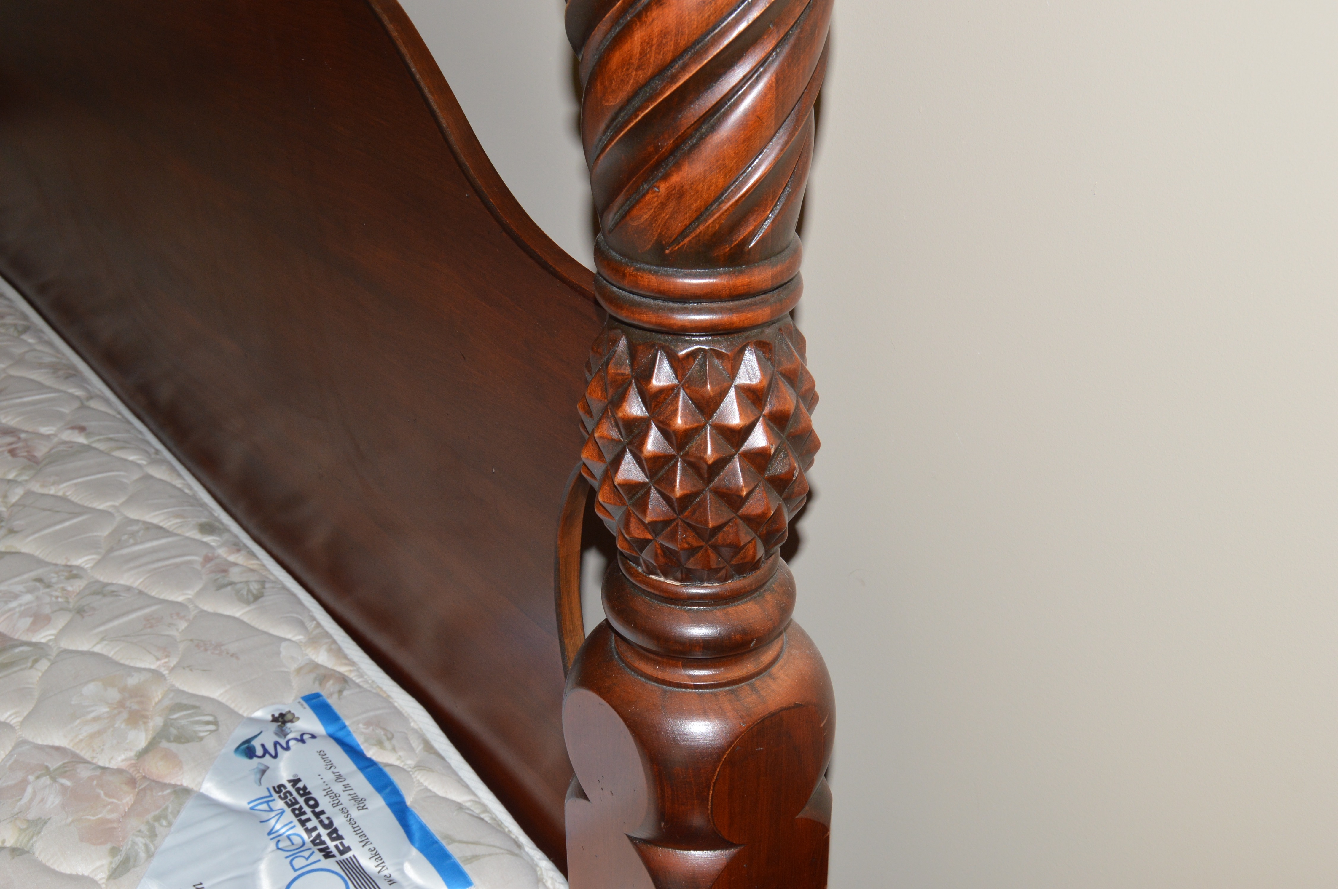 "Montego" King Size Canopy Bed Frame and Mattress by Ethan Allen