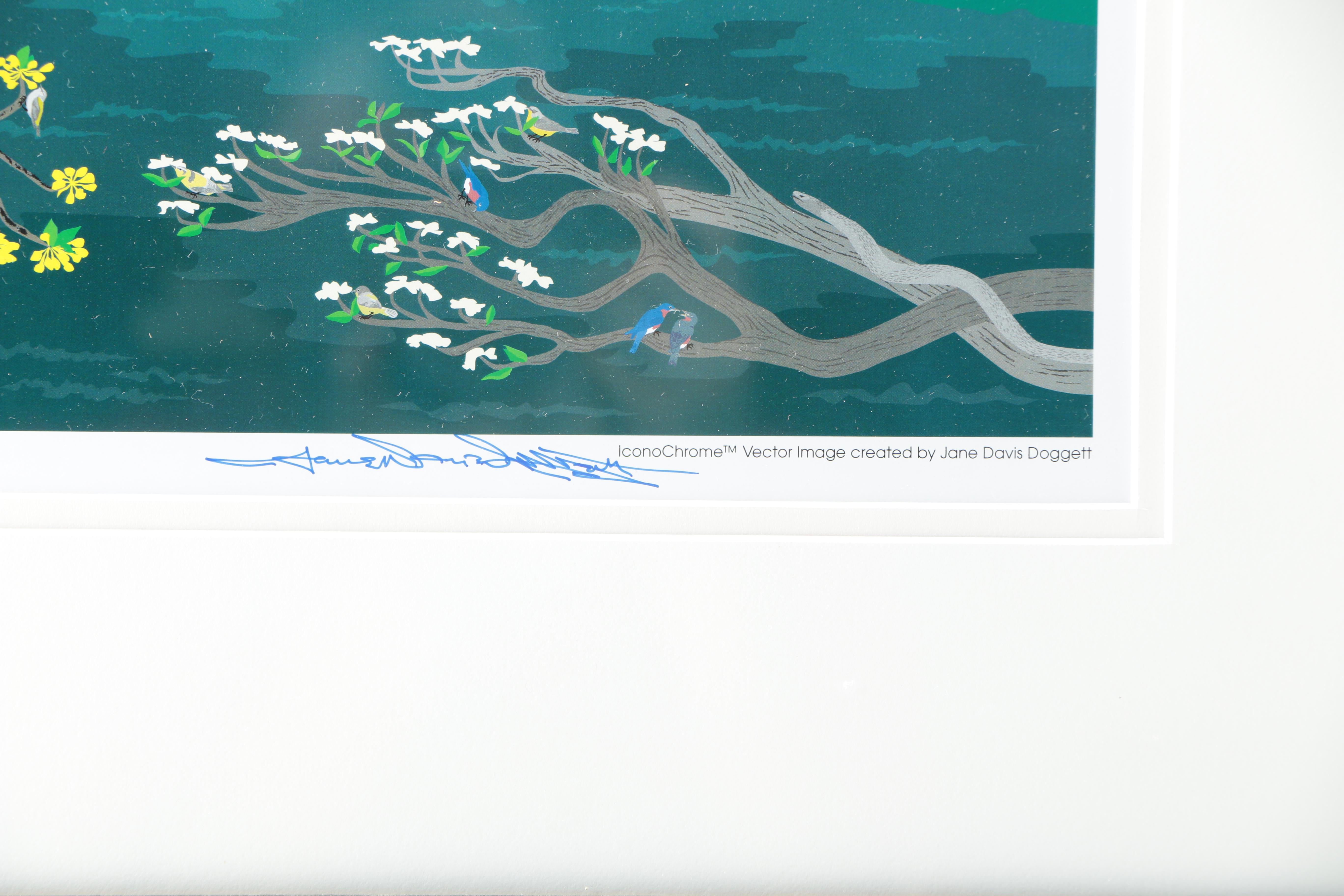 Jane Davis Doggett Offset Lithograph "Falling Turtle, Spring at Radnor Lake"