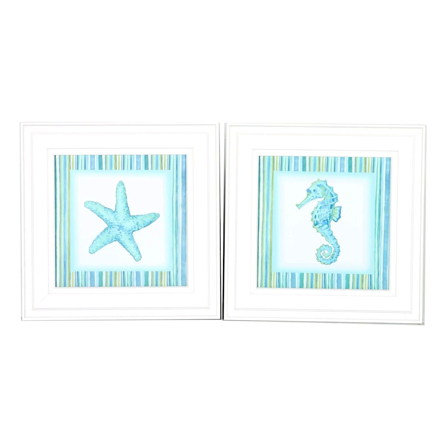 Framed Giclee Prints of Starfish and Seahorse