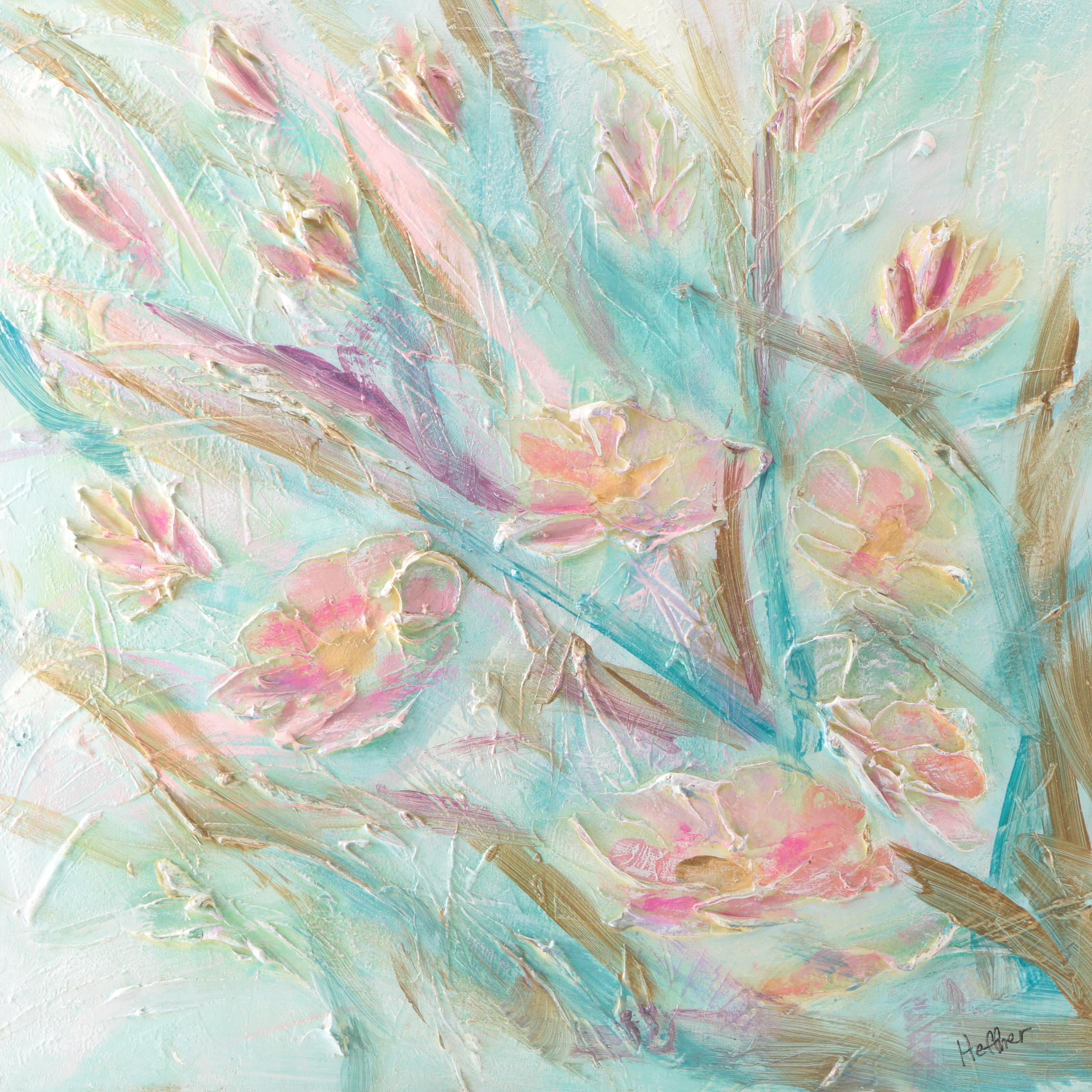 Lynne Heffner-Ferrante Textured Oil Painting of Flowers